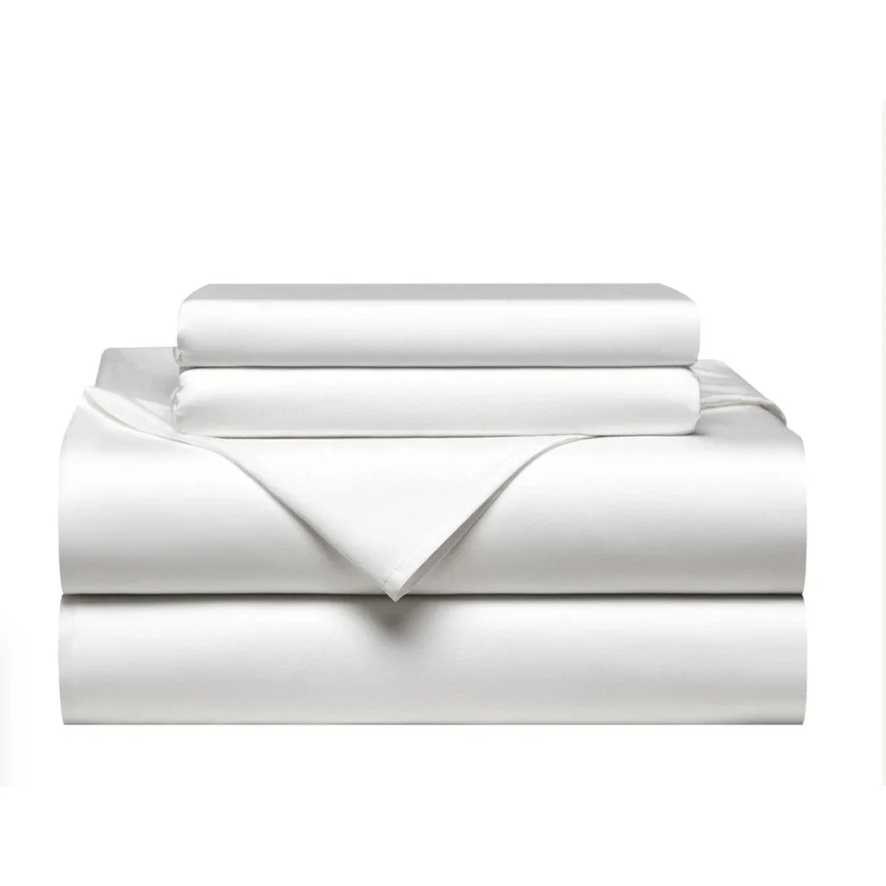 White Tencel Sheet Set with Pillowcase King Modern‎ Quiet Luxury Minimalist Chic
